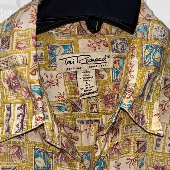 TORI RICHARD Short Sleeve Button Down Sz L​​ - Picture 5 of 5